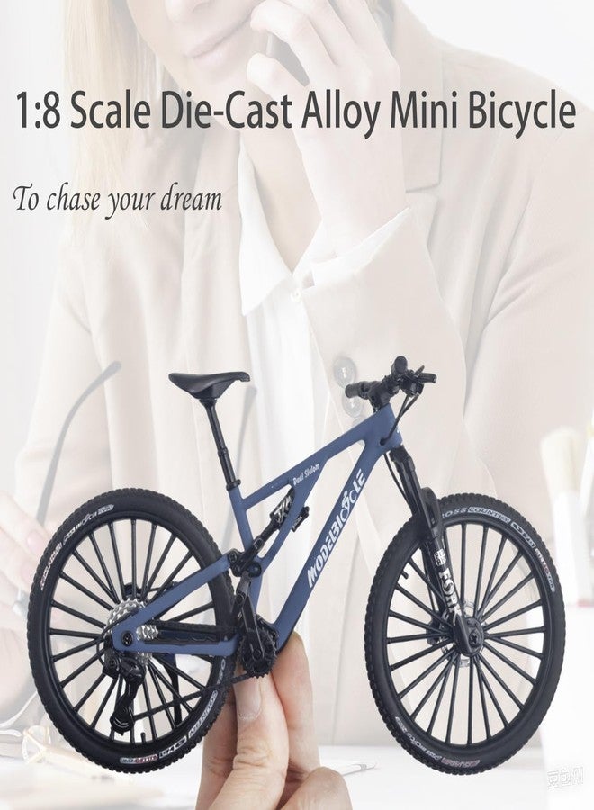 Kuasting 1:8 Scale Alloy Mini Mountain Bike Toy DS Dual Slalom Bicycle Model Die-Cast Bike Cake Topper Desktop Decoration Crafts for Cycling Lovers Bicycle Racers Athletes Children Boys and Girls (Blue) - Image 4